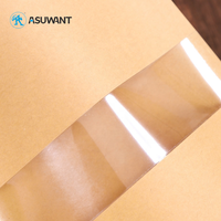 Sac d'emballage en papier Kraft de qualité alimentaire, unités, avec fermeture à glissière, avec fenêtre transparente