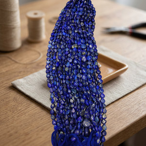 Natural High Polished Lapis Lazuli Oval Tumble <b>Beads</b> <b>Blue</b> 4-10mm 14 Inch Length Nugget <b>Beads</b> for DIY Jewelry - Product Image 2