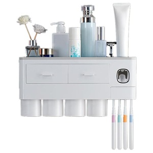 <b>Bathroom</b> <b>Accessories</b> Five-piece <b>Set</b> Eco-Friendly Modern Travel Toothpaste Dispenser Plastic Toothbrush Case Cup Wall Mounted - Product Image 1