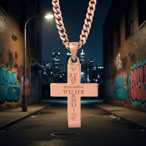 Colgante de cruz chapado en oro rosa con diamantes Shraman para hombre, joyería religiosa con moissanita y cadena cubana, regalo de oro macizo de 14K y 18K - Product Image 2