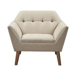 DB Minimalist Reclining Tufted <b>Lounge</b> <b>Chair</b> Genuine Leather with Sherpa Synthetic Leather for Home Office Living Room Furniture - Product Image 4