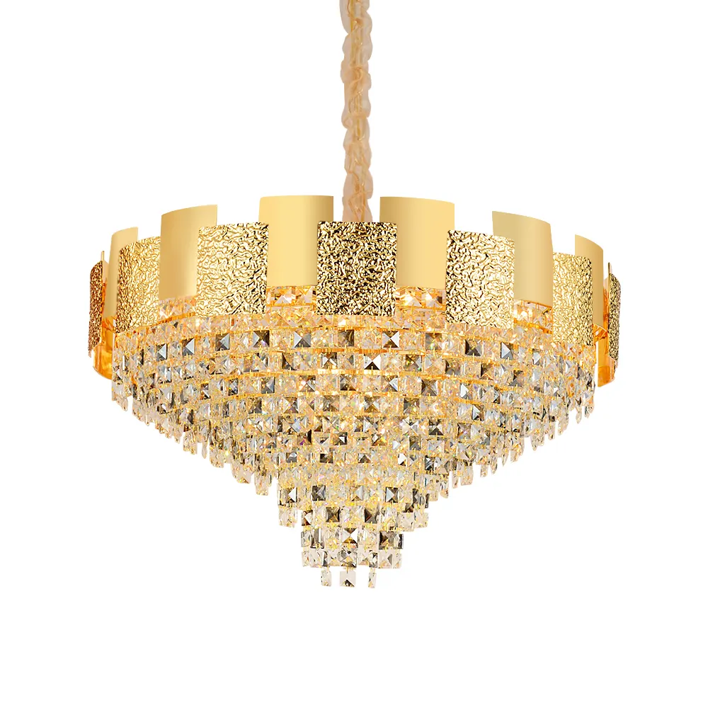 חם מכירות חדש עיצוב תאורת לובי זרוק מנורת סלון זהב LED אור עתיק חתונה זמן פליז מלון נברשות קריסטל