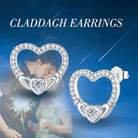 Merryshine moda 925 plata esterlina CZ Claddagh celta triángulo nudo Stud pendientes hipoalergénico joyería para mujeres bodas