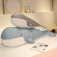 Coussin en peluche doux en forme de baleine de dessin animé, jouet poupée avec rembourrage en coton PP, grand design de baleine bleue pour le confort des filles