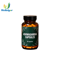 Poudre d'extrait de racine d'Ashwaganda d'approvisionnement d'usine avec Bioperine sans gluten soja adulte nourriture de santé Ashwagandha Capsules 60 Capsules