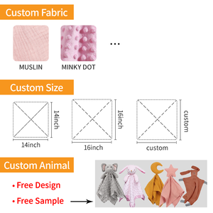 Cadeau jouet CE OEM en forme d'animal personnalisé pour bébé couette lapin couverture de sécurité adorable serviette de couchage pour nouveau-né - Product Image 5