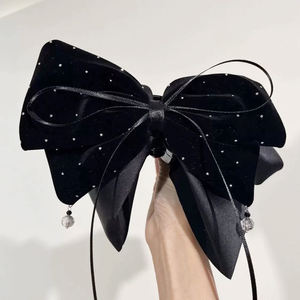 Pince à cheveux en velours style coréen avec grand nœud et pendentif en strass, pince à ressort élégante style <span class=keywords><strong>Cocomelon</strong></span> pour femme - Product Image 5