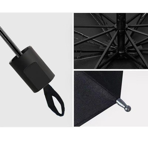 Folding <b>Umbrella</b> 8 Rib <b>Large</b> Manual Sun And Rain Protection Travel Use Steel Frame Black Coated UV Shield - Product Image 4