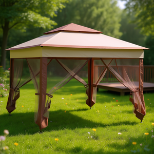 Tonnelle escamotable Db Pop Up Canopy 11 x 11 m marron, tente événementielle instantanée avec fermeture éclair amovible, pavillon de patio extérieur en tissu carré - Product Image 2