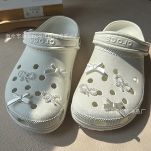 ริบบิ้นผูกโบว์สีขาวมุกอะคริลิค DIY อุปกรณ์ตกแต่งเครื่องประดับสำหรับเคสโทรศัพท์ สายคล้องลูกปัดแบบเจาะรู - Product Image 4