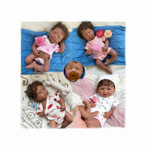 Bébé Reborn Afro-Américain avec Cheveux Implantés à la Main, 20 Pouces, Peau Foncée, Corps Entièrement en Silicone Souple, Poids Réaliste, Cadeaux de Collection - Product Image 1