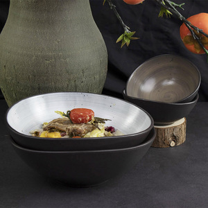 Ensemble de Plats en Céramique Mat Nouveau Design Gris et <span class=keywords><strong>Café</strong></span>, Ensemble de Vaisselle, Ensemble de Plats à Dîner en Porcelaine - Product Image 4