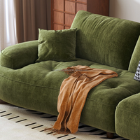 Modernes Minimalistisches Grünes Polyester-Stoffsofa-Set mit Kissen, Optionen für Sessel, Zweisitzer und Ottoman für das Wohnzimmer