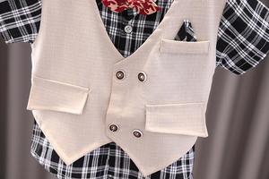 새로운 스타일 아기 남자 정장 세트 반팔 나비넥타이 셔츠 반바지 - Product Image 6
