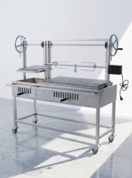 Barbecue argentin moderne à charbon de bois, réglable en hauteur, avec manivelle, en fonte, grand modèle