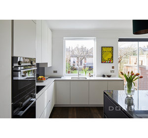 Armario de cocina pequeño con acabado lacado de Mdf, Color blanco, diseño moderno <span class=keywords><strong>Simple</strong></span>, 2023 Dorene, forma de L - Product Image 2