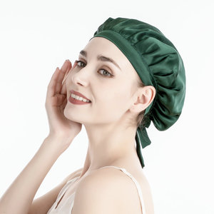 Vente en gros 16 19 22 Momme chapeau de cheveux de luxe en Satin de maquillage Bonnets en soie réversibles avec cravate styliste Durag Bonnets en soie pour dormir - Product Image 3