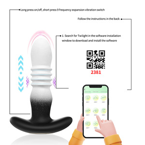 Tapón Anal Telescópico Vibrador de Silicona con Control Remoto por APP, Degradado Negro y Blanco, para Hombres, Uso Gay, Juguetes Sexuales al por Mayor - Product Image 3