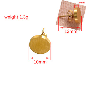 All'ingrosso spazzolato acciai inossidabili spilla oro placcato rotondo orecchino a perno può essere personalizzato incisione per le donne e gli uomini regalo - Product Image 6