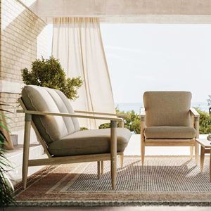 Ensemble modulaire de salon de jardin en teck massif, finition naturelle vieillie, sur mesure, pour hôtel et villa, Foshan - Product Image 4