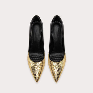 <span class=keywords><strong>Scarpe</strong></span> Plus Size a Vestibilità Ampia <span class=keywords><strong>con</strong></span> Stampa Serpente, Dettagli Dorati, <span class=keywords><strong>Tacco</strong></span> a Spillo Super Alto, Fodera in Pelle di Pecora, Stile Britannico Elegante - Product Image 3