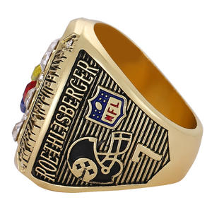 Accepter personnalisé 2008 Pittsburgh Steelers Bague en argent Championnat de football en alliage de zinc strass bague de bijoux pour hommes - Product Image 4