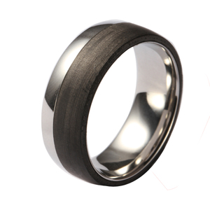 Bague TIZTI Bijoux en acier inoxydable et titane Bague incrustée en fibre de carbone 8MM Bague en carbure de tungstène pour hommes Bague de mariage - Product Image 1