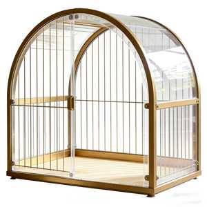 ออกแบบข้ามพรมแดน, โรงงานผลิตโดยตรง, กรงสุนัขโค้งมนหรูหราโปร่งแสง, วิลล่าสุนัขอะคริลิกสีทองมองทะลุได้ - Product Image 3