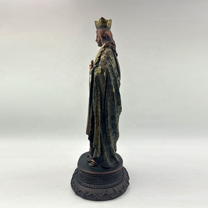 Statues Religieuses Artisanales en Polyrésine - <span class=keywords><strong>Figurine</strong></span> Sainte Barbe en Bronze avec Tour, Épée et Feuille de Palmier - Product Image 3