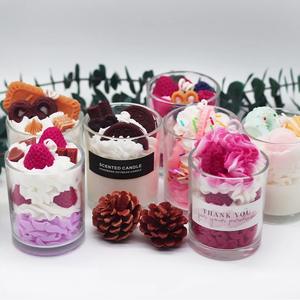 Venta al por mayor personalizado hecho a mano DIY comida novedad vela lujo helado aromático postre velas para Navidad decoración del hogar regalos de fiesta - Product Image 3