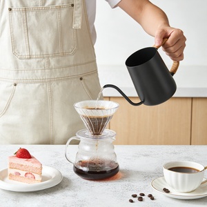 0.35/0.6L, Black Color, <b>Long</b> Narrow Drip Cup Gooseneck Stainless Steel Pour Over Coffee Kettle - Product Image 4