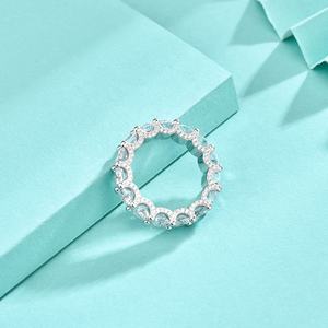 GR50低最小起订量批发时尚承诺可堆叠大锆石戒指套装订婚女Cz 5A S925珠宝银结婚戒指 - Product Image 3