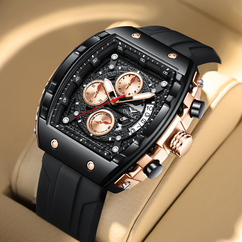 Achetez des montres pour hommes en caoutchouc noir de haute