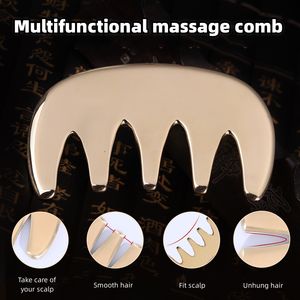 Alat Pijat Guasha Tembaga Logam Kuningan Sisir Guasha Rambut Akupunktur Alat Pijat Titik Kulit Kepala Sisir Pijat untuk Kepala - Product Image 5