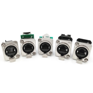 Acoplador de conexiones de enchufe RJ45, conector de red de ángulo recto de montaje en panel, 8p8c, impermeable, ne8fdp, ne8fde - Product Image 1