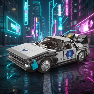 Kit de construction de voiture de voyage dans le temps, mini modèle en blocs ABS, <span class=keywords><strong>jouet</strong></span> de construction en plastique, ornement de course à assembler soi-même - Product Image 5