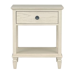 <b>Bedside</b> Table Antique Cream Finish With Drawer And <b>Shelf</b> For Bedroom - Product Image 3