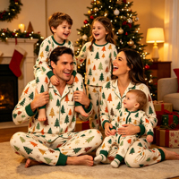 Ensemble de pyjamas de famille personnalisés en bambou, vêtements de nuit pour femmes, manches longues, deux pièces pour enfants, pyjamas de Noël pour la famille