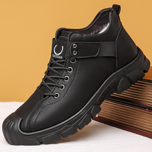 Botas de Invierno para Hombre XiuXian, de Piel Genuina, Punta Redonda, Forro de Felpa, Suela de Goma Antideslizante, Entresuela de EVA, Botas para la Nieve - Product Image 1