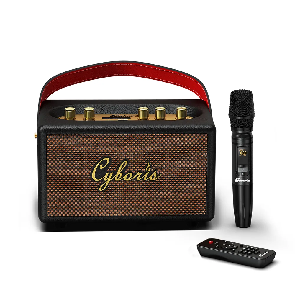 Cyboris T9 نظام مكبر صوت لاسلكي قابل للحمل ، قوية اللاسلكية جهاز كاريوكي مع ميكروفون لاسلكي لل كاريوكي ، الزفاف