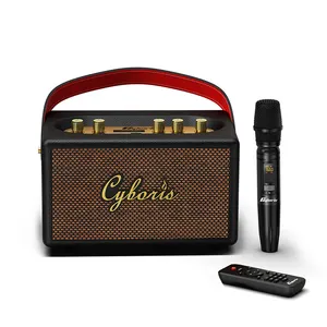 Cyboris T9 kablosuz taşınabilir hoparlör sistemi, güçlü kablosuz Karaoke makinesi Karaoke kablosuz mikrofon için, düğün