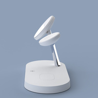Cargador inalámbrico 15W de alta calidad original de fábrica Anfuyou, de aleación de zinc 5 en 1, con luz nocturna de carga rápida para teléfono inteligente, reloj y auriculares.