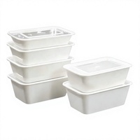 Boîte d'emballage rectangulaire jetable en plastique PP de qualité alimentaire, épaissie, pour plats à emporter, restauration rapide, 500, 750, 1000, avec couvercle
