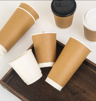 Custom Logo Disposable Double Wall Food Grade Coffee PLA Paper Cup Waterproof Tableware 4oz/8oz/10oz/12oz/14oz/16oz Hot Drink