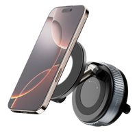 Support de Téléphone Rotatif à 360° à Ventouse en Alliage de Zinc, Support Magnétique à Adsorption par Vide pour Salle de Sport, Voiture, Mur, Verre