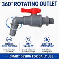 Robinet d'arrosage rotatif en PP à 360 degrés pour réservoir d'eau, robinet de jardin en plastique avec entrée filetée mâle et sortie à raccord de tuyau