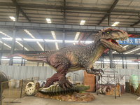 Dinosaure robotique animatronique pour projet de parc à thème, avec simulation sonore et mouvements réalistes