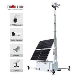 Tour de surveillance solaire BIGLUX HiSKID-II avec caméra CCTV et <span class=keywords><strong>onduleur</strong></span> AC/DC <span class=keywords><strong>pour</strong></span> sites miniers - Product Image 1