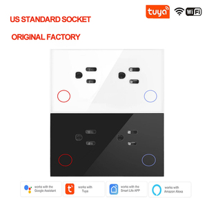 Tiêu Chuẩn Mỹ Graffiti Wif Với Đồng Hồ Điện 15A Glass Bảng Điều Chỉnh Thông Minh Ổ Cắm Ứng Dụng Có Thể Tắt Ánh Sáng Nền - Product Image 2