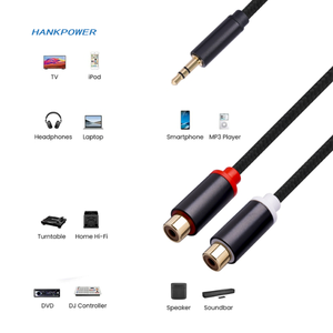 Hợp Kim Nhôm Trường Hợp Âm Thanh Stereo 1 Để <span class=keywords><strong>2</strong></span> 3.5Mm Nam Để Dual <span class=keywords><strong>RCA</strong></span> Nữ Y Splitter Cáp Âm Thanh - Product Image 4